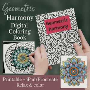 🌈 Geometric Harmony – Libro de mandalas para colorear tu balance interior 🌀