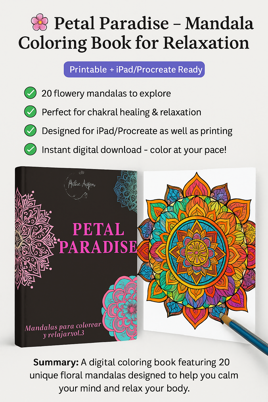 🌺 Petal Paradise – Mandalas para colorear y relajar 🌺
