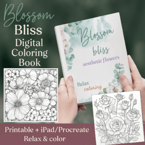 Blossom Bliss- Digital Coloring Book (Printable + iPad/Procreate ready)