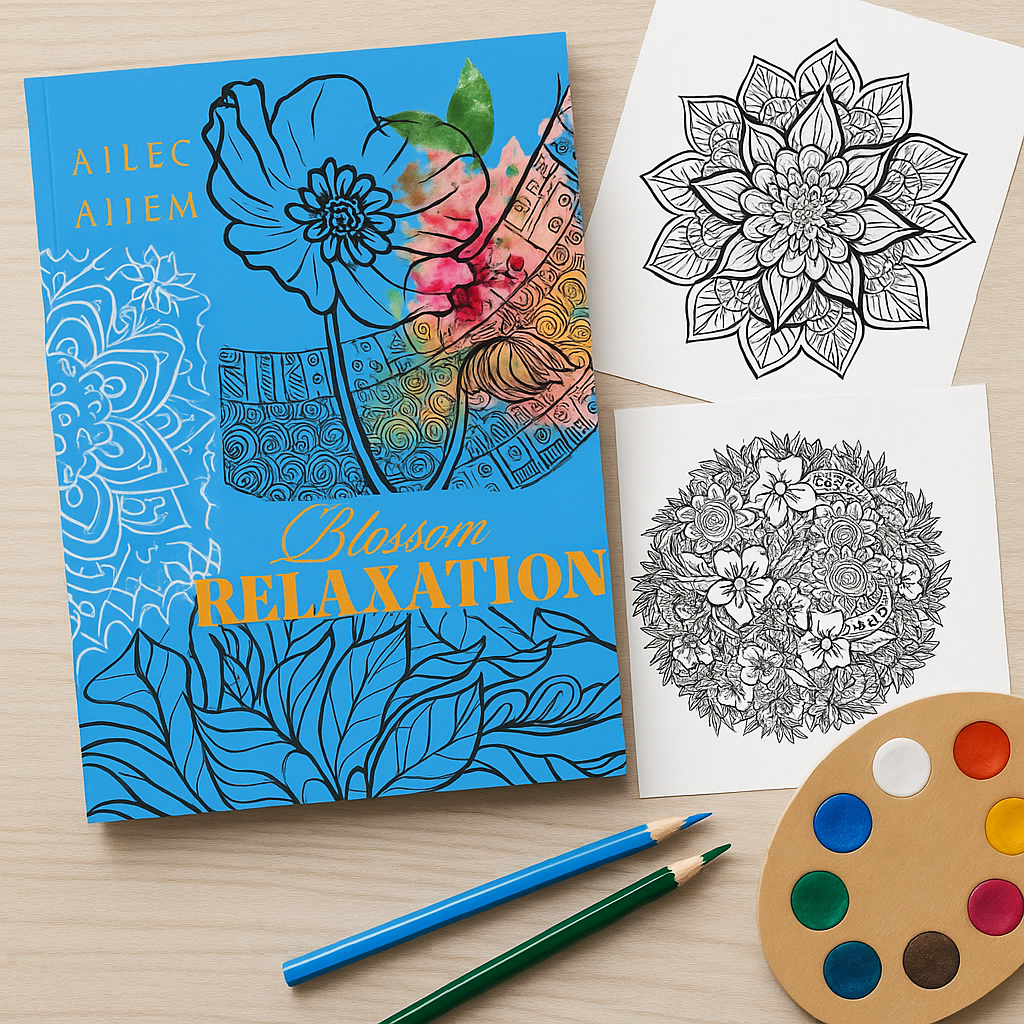 Blossom Relaxation- mandalas digital coloring book